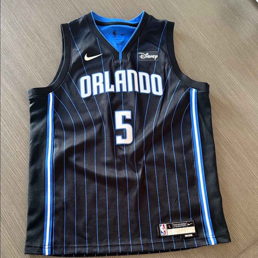 Nike Orlando Pinstripe Basketball Jersey - Black and Blue Banchero #5